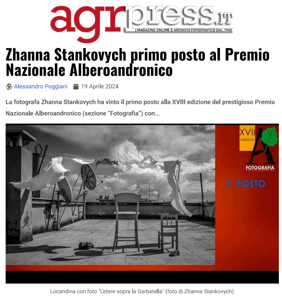 Articolo Agrpress Articolo Agrpress Zhanna Stankovych Primo Posto al premio nazionale alberoandronico